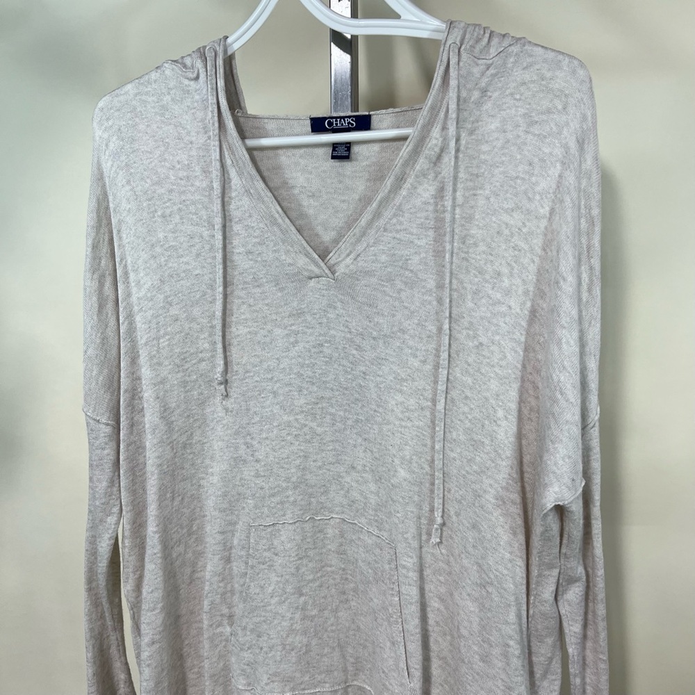 Chaps Women’s Small Grey Thin Knit Pull Over Hood… - image 5